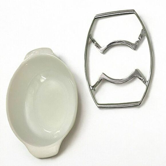 Vintage Anchor Hocking FireKing Corningware Casserole Saucepan Cradle 2 Piece - Picture 5 of 16